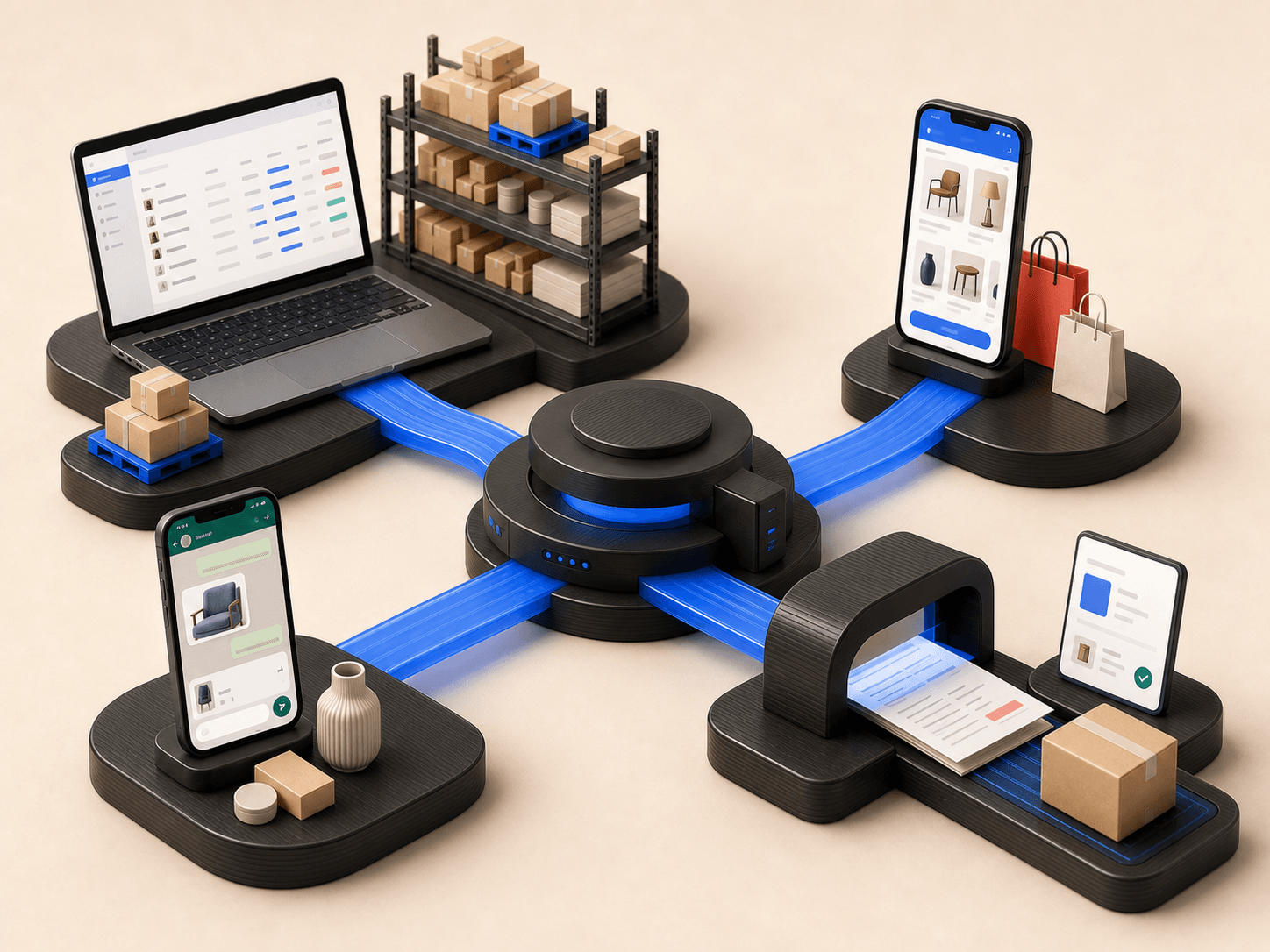 Portal B2B, ecommerce D2C, venta por WhatsApp y procesamiento de órdenes de compra conectados a una sola operación
